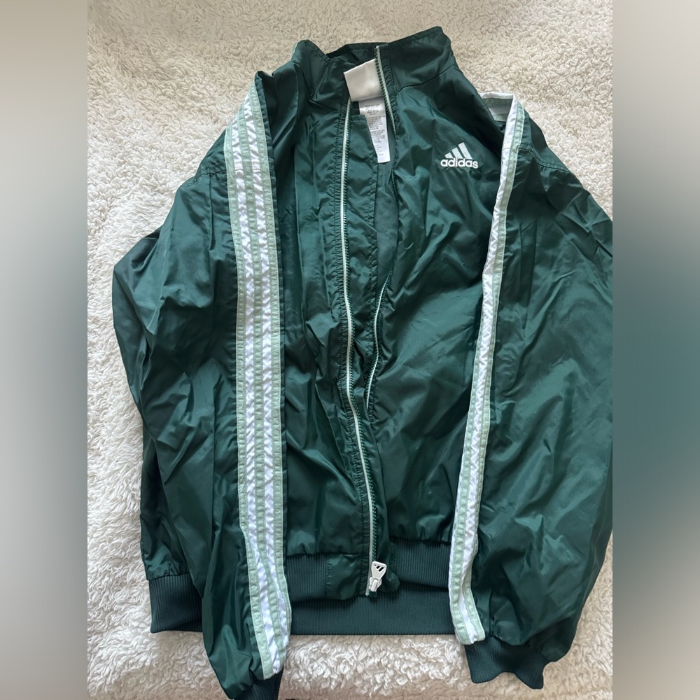 Green Adidas Zip Up Windbreaker
